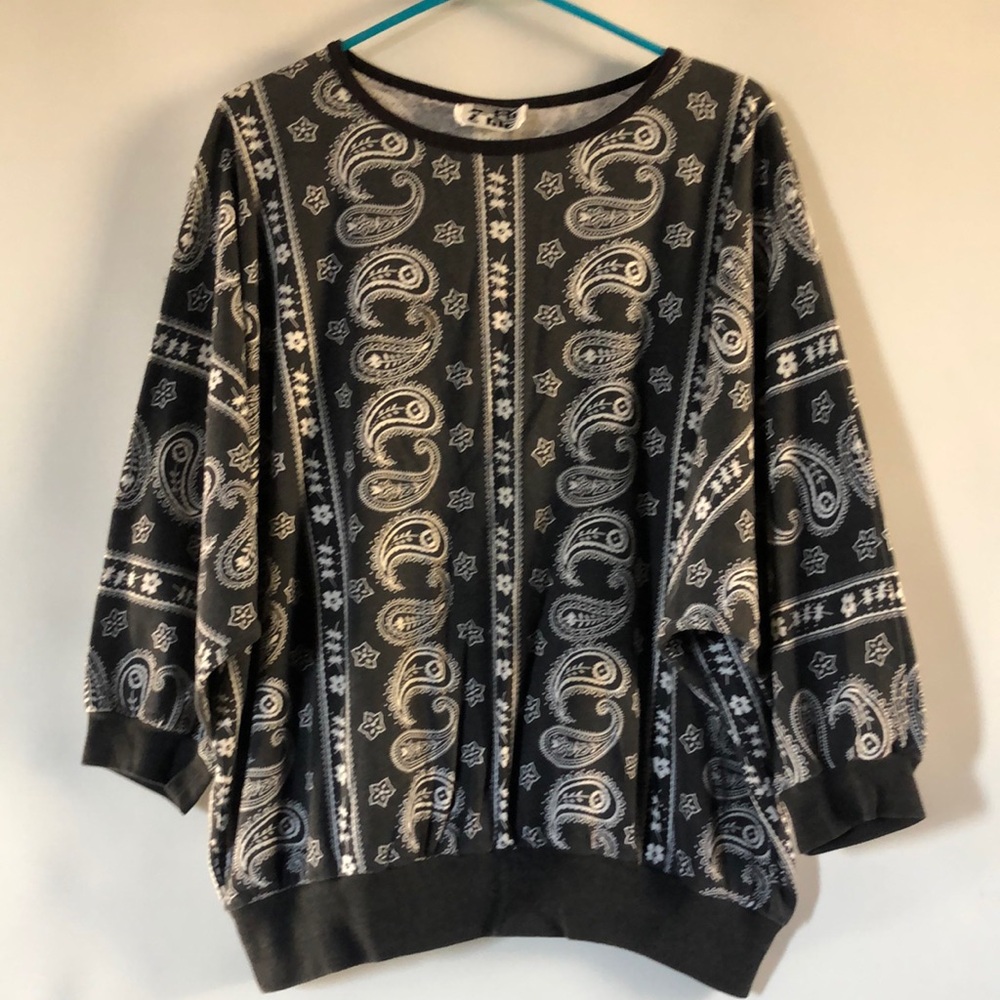 Paisley Print Black and Gray Sweater